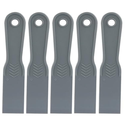 1.5 Inch Plastic Putty Knife Scraper, 5Pcs Flexible Spackle Knife for Spackling, Air Bubble Remover, Sticker Installation, Used for Repairing Walls, Pasting Plaster, Scraping Putty (Grey)