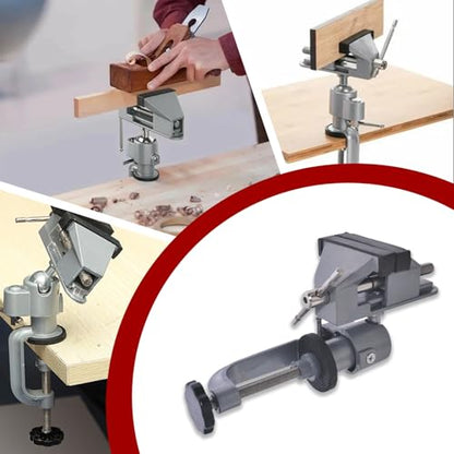 findmall Universal Table Vise 3" Aluminum Swivel Bench Vise 360 Degrees Rotating Fit for Holding Small Parts in Jewelry Hobby Model Making Electronics and More - color: Silver