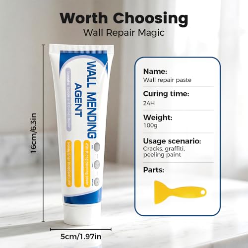 2026 New Drywall Patch Repair Kit, Wall Repair Paste with Scraper, Multi-Functional Wall Hole Filler for Fixing Nail Holes, Cracks, Dents, Ideal for Drywall, Walls (2PCS) - color: 2PCS