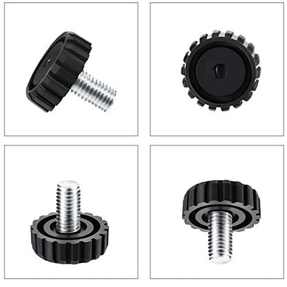 Hotop 30 Packs M8 Screw on Furniture Glide Leveling Foot Adjustable Diameter Home Black Metal Table Desk Glide Leg Leveler Leveling Foot Adjuster