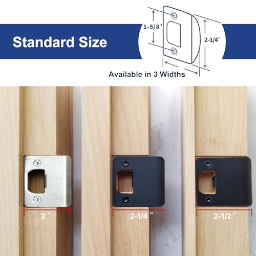 Extended Strike Plate 2-1/4" x 2-1/4", Satin Nickel, Heavy Duty Version with Reinforced Torx/Star Screws & Bit, Extender Lip Latch Striker for Exterior/Interior Door (1 Pack) - size: 2-1/4" Width (1 Pack)