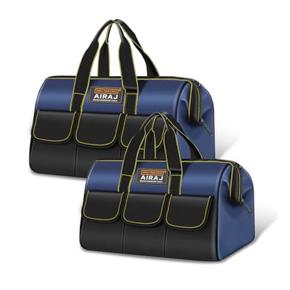 Tool Bag 2-Pack Set | AIRAJ 14" & 16" Portable Tool Bag | Wide Mouth Tool Bags for Men and Women | Small Tool Tote | Tool Organizer for Home Repairs,Garage Storage,Professional Work | Tool Box - size: 14"+16"