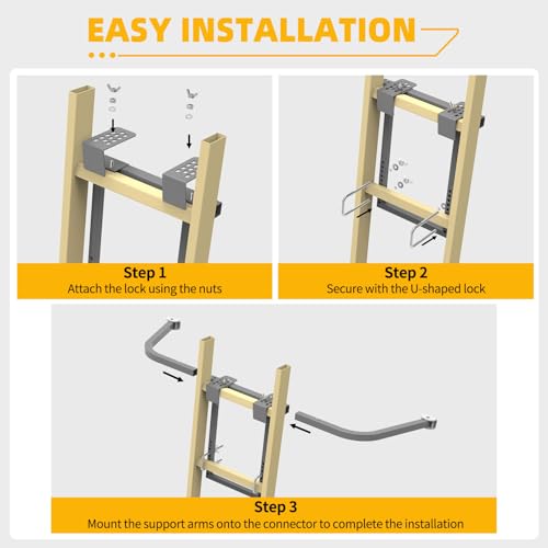 Ladder Stabilizer,Heavy Duty Steel Extension Ladder Stabilizer for Roof Gutter and Wall with Anti-Slip Rubber Feet,Ladder Standoff with Wing Span/Wall Extension Accessory(Silver Gray) - color: Silver Gray Pro
