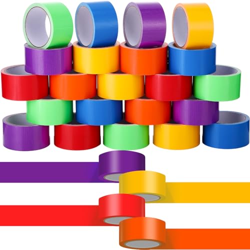 Fainne 24 Pack Colored Duct Tape Bulk 10 Yards x 2 Inch Heavy Duty Waterproof Vibrant Decorative Duct Tape Multi Purposes No Residue Tear by Hand for DIY Indoor Outdoor Use - color: Vibrant Color, size: 10 Yards X 2 Inches