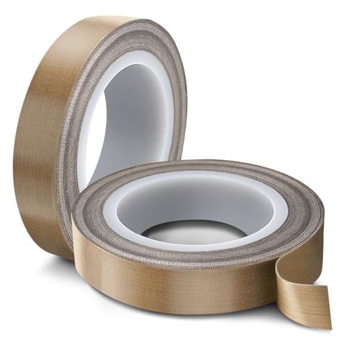 Flexzion High Temp Teflon Tape for Impulse Sealer, Vacuum Sealer, Heat Sealing, Food Packaging & Industrial Use - Teflon Fiberglass PTFE Tape, 13mm x 10m (0.5in x 32.8 Ft) - size: 0.5in X 32.8 Ft