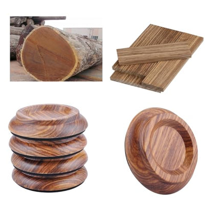 Upright Piano Caster Cups,Premium Quality Hardwood Piano Caster Pads Furniture Leg Pad Set of 4,with Non-Slip Moisture-Proof& Anti-Noise Felt Pads (Zebra Wood) - color: Zebra Wood