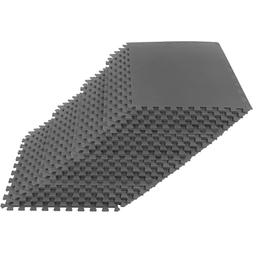 EVA Foam Mat Tiles 24-Pack - 96 SQ FT of Interlocking Padding for Garage, Playroom, or Gym Flooring - Exercise Mat or Baby Playmat by Stalwart (Gray) - color: Grey