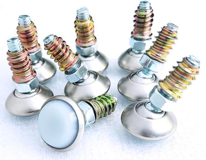 Furniture Levelers Swivel Feet,Angle Height Adjustable，Adjustable Nylon-Bottomed Pads for Table, Chair, and Furniture Legs-Pack of 8 ，1/4-20 Nut Inserts Kits(1/4" Nylon)