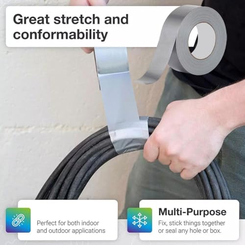 Generic Duct Tape Heavy Duty Waterproof Silver Duct Tape,Heavy-Duty Duct Tape,Strong Adhesive Duct Tape Bulk for Indoor Outdoor Repairs Tear by Hand,Auto Repair and Outdoor Activities, 60mm*10m - size: 60mm*10m
