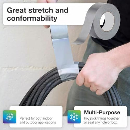 Generic Duct Tape Heavy Duty Waterproof Silver Duct Tape,Heavy-Duty Duct Tape,Strong Adhesive Duct Tape Bulk for Indoor Outdoor Repairs Tear by Hand,Auto Repair and Outdoor Activities, 60mm*10m - size: 60mm*10m
