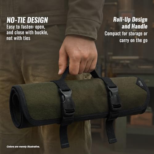Under NY Sky Tool Roll Organizer, Heavy-Duty Wrench Bag, Portable Hand Tool Pouch for Mechanics, Electricians, and Hand Tools - color: 24 Slots Green