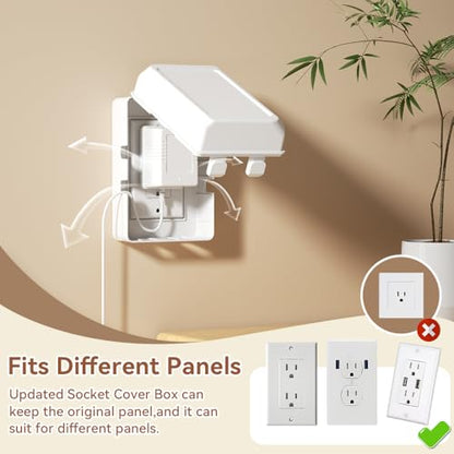 Mom's Choice Gold Awards Winner - EUDEMON 1 Pack Updated Baby Safety Electrical Outlet Cover Box Childproof Plug Cover - More Space for Large Plugs Easy to Install & Use (White) - color: White