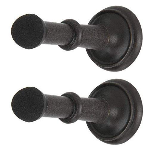 Set of 2 Oil Rubbed Bronze Decorative Door Stoppers for Wall, 2-7/8" Heavy Duty Door Stop with Rigid Black Rubber Tips, Doors & Walls Protector for Kitchen, Bedroom, Office, Easy Installation, - color: Oil Rubbed Bronze