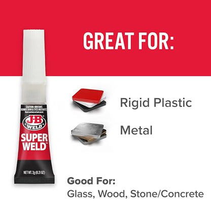 J-B Weld 33102 SuperWeld Glue - 2g Super Glue Tubes (Pack of 2) - size: 2 gram (Pack of 2)