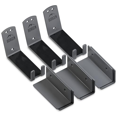 Borgen Bike Wall Mount Pedal Hook for E-Bikes, MTB & Road - Bicycle Wall Mount with Support Brackets and Wall Protection Pads, Suitable as Bike Rack Garage Bike Storage Shed and Bicycle Storage Indoor - color: Grey, size: Set of 3