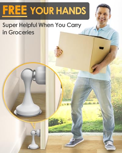 Door Stop Magnetic Door Stoppers, Door Stoppers for Bottom of Door Magnetic Door Catch with 3D Double-Sided Adhesive Tape, No Drilling, Screws for Stronger Mount, Hold Your Door Open - style: 1 Pack-White