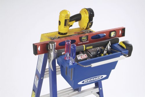 Werner AC50-JB-5 Ac50-Jb-3 Lock-in Job Bucket, for Use with Obel00 and 6200 Series Step Ladders, Plastic, Blue, 25 lbs.