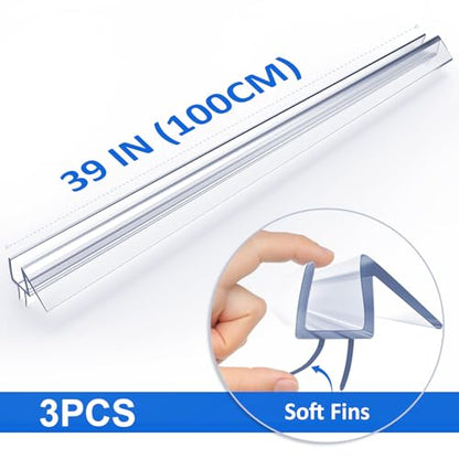 Yecaye 3 Pack 3/8" x 39" Shower Door Bottom Seal,Shower Door Sweep,Frameless Glass Seal Strip,Stop Leaks and Create a Water Barrier, Water Guard 10MM - style: Bottom-3/8"x39"