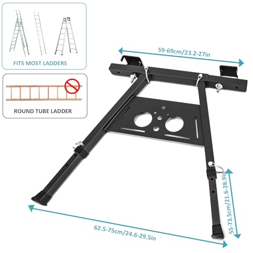 Ladder Stabilizer withstands 300 LBS Weight Rating, Extension Ladder Stabilizer Adjustable Legs, Built-in Tool Tray, Anti-Slip Rubber Pads– Ideal for Roofing and Gutter Work (24.6-29.5 Inch)