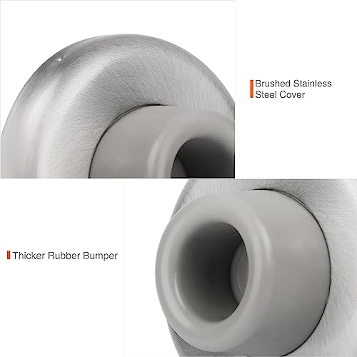 Concave Wall Door Bumper Stop Brushed Satin Nickel – 2-1/2” Outside Diameter Stainless Steel Cover with 1-1/8” Gray Rubber Bumper – Easy to Install with Screw - color: Concave-Satin Nickel, size: 1 Pack