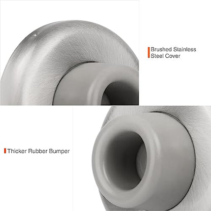 5 Pack Concave Wall Door Bumper Stop Brushed Satin Nickel – 2-1/2” Outside Diameter Stainless Steel Cover with 1-1/8” Gray Rubber Bumper – Easy to Install with Screw - color: Concave-Satin Nickel, size: 5 Pack