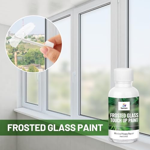 SENVEN Frosted Glass Touch Up Paint for Window Repair- Acrylic Window Privacy Paint, Waterproof & UV Resistant, Frosted Glass for Bathroom, Kitchen, Room, Sliding Door, Semi-Gloss, 1.5 oz, 30ML - color: Frosted Glass 1.5oz