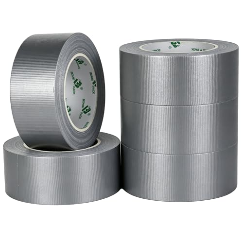 BOMEI PACK 5 Rolls Silver Duct Tape Heavy Duty Waterproof, Strong Adhesive Gray Duct Tape Bulk for Indoor Outdoor Repairs, Tear by Hand - 35 Yards x 2 Inches - color: silver