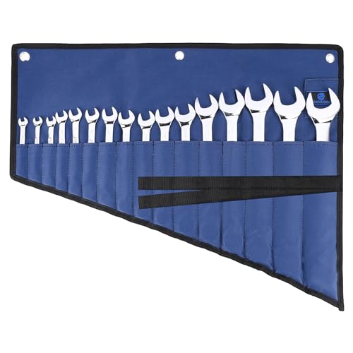 16 Pockets Wrench Roll Organizer, Rolled Tool Pouch Bag with Water Proof Oxford Cloth, Blue - color: Blue