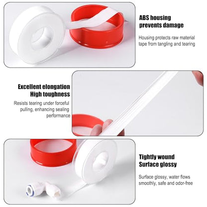 4 Rolls 1/2 Inch(W) X 32.8 Ft(L) Teflon Plumbers Tape,Pipe Sealing & Plumbing Thread Tape, Water Sealant Seal for Shower Head, White