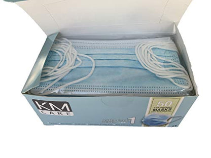 Mr Mask 3-Ply Disposable Face Mask Protective Adult Face Masks Breathable, Blue - Pack of 50