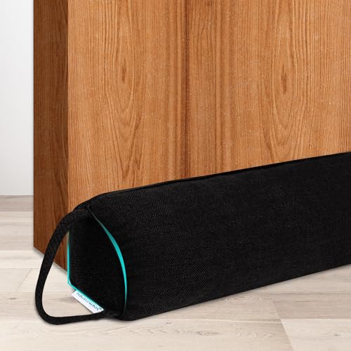 NABOWAN 30" Weighted Under Door Draft Stopper -Triangular Door Draft Blocker with Hook Loops for Easy Install, Save Energy, Home Room Essentials - color: Black, size: 30 Inch