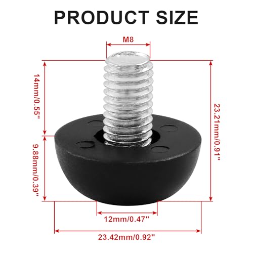 Litoexpe M8 Adjustable Furniture Leg Levelers, 8pcs Thread Screw in Furniture Leveling Feet Glides, Outdoor Patio Furniture Legs for Table, Chair, Desk, Cabinet