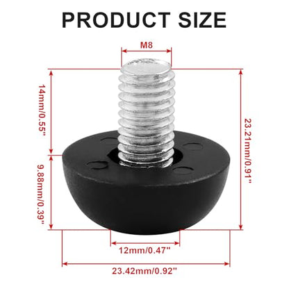 Litoexpe M8 Adjustable Furniture Leg Levelers, 8pcs Thread Screw in Furniture Leveling Feet Glides, Outdoor Patio Furniture Legs for Table, Chair, Desk, Cabinet