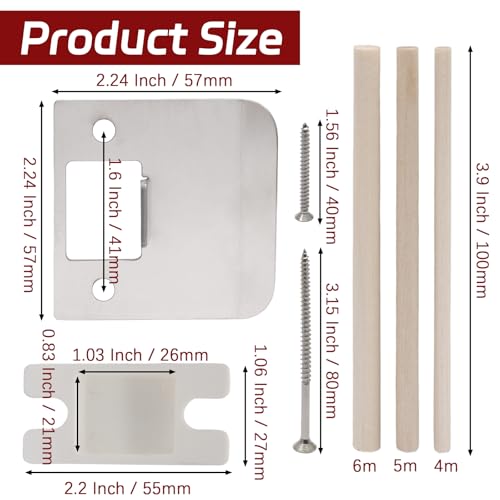 Extended Lip Strike Plate, 2-1/4 x 2-1/4 Inch Stainless Steel Door Lock Repair Kit with Spacer Shim, Extender Striker for Wider Jambs, Enhanced Latch Engagement & Frame Protection (Sliver) - color: Silver