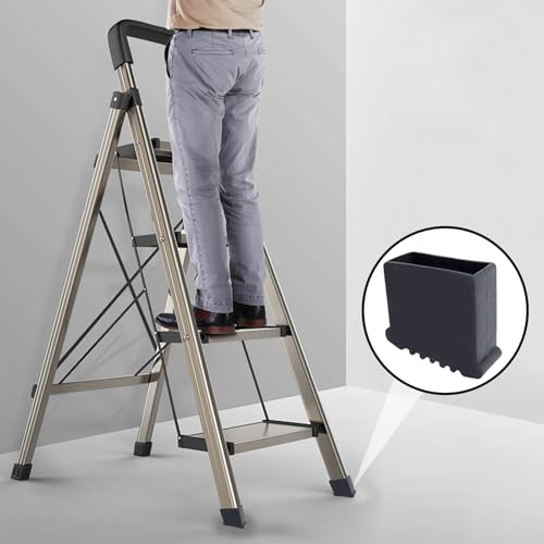 Geesatis 2Pcs Non-Slip Folding Ladder Feet Mat,Rubber Pads Covers Ladder Foot Pads,Anti-Skid Ladder Leg Cushion Bumper,1.2x2.9 Inch (Black) - color: Black, size: B-1.2in×2.9inch