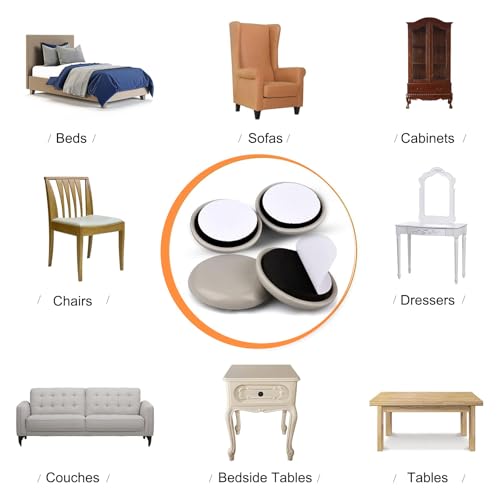 20-Pack Furniture Sliders for Hardwood & Carpet - Heavy Duty Self-Adhesive Moving Pads, Reusable Floor Protectors for Chairs, Tables, Appliances - Easy Glide, No Scratch