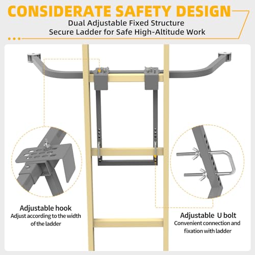 Ladder Stabilizer,Heavy Duty Steel Extension Ladder Stabilizer for Roof Gutter and Wall with Anti-Slip Rubber Feet,Ladder Standoff with Wing Span/Wall Extension Accessory(Silver Gray) - color: Silver Gray Pro