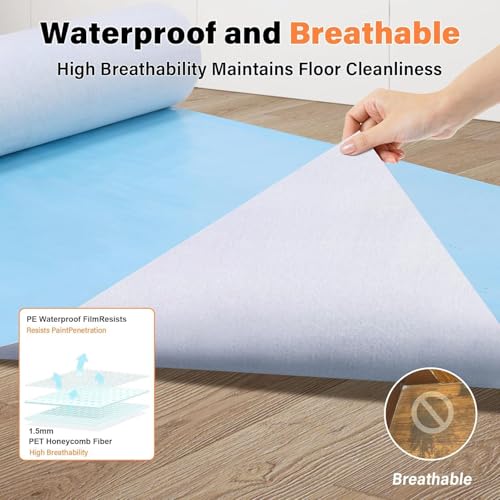 Temporary Floor Protection for Construction, Painting, Renovation, Protector Film for Hardwood Floors, Surface Carpet Protection Film, Tile&Hard Protection Covers 325 sqft - style: 39" x 100'-Blue