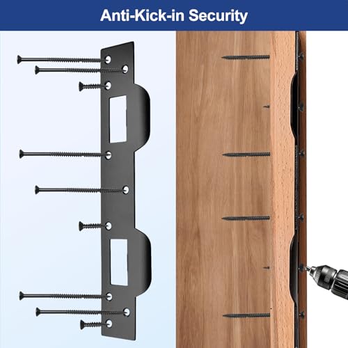 Door Strike Plate Double Opening, with Reinforced Torx/Star Screws & Bit, Reinforcement Striker for Set of Door Handle & Deadbolt(1, Matte Black)
