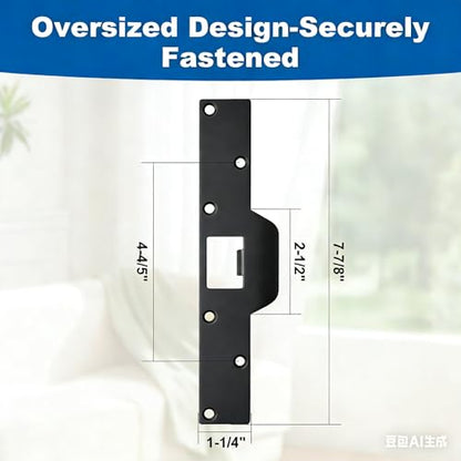 U 9551 Stainless Steel Lock and Door Reinforcement Plate fits 1-3/4"Thick Doors and Includes The U 9476 Security Latch Strike (Black) - color: Black