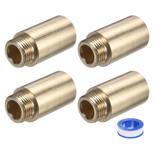 M METERXITY Shower Head Extension Arm, Brass G1/2 Male to Female Extension Pipe Fitting Adapter with PTFE Thread Seal Tape for Shower/Faucet, Pipe Plumbing Coupler 1.97"/50mm 3-Pack - size: 1.97"/50mm