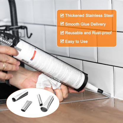 HARFINGTON 14pcs Caulking Nozzle Applicator 5-35mm Caulking Finisher Kit Stainless Steel Sealant Finishing Tool Kit Reusable Caulk Nozzle for Kitchen Bathroom Windows - size: 5-35mm