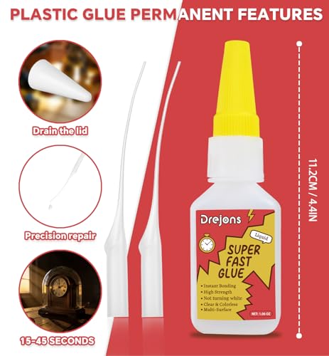 Super Glue for Plastic Fast-Drying Plastic Model Glue Strong Adhesive 3D Print, Car, PVC, Acrylic, Craft, Wood, DIY Craft 1.06 oz - size: 1.06 Oz