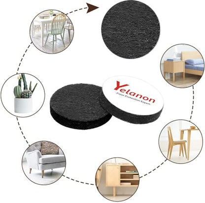 Yelanon Felt Furniture Pads -48 Pcs 1.5" Premium Felt Pads for Chair Legs Furniture, Floor Protectors for Hardwood Floors, Black - size: 48 pcs Round Black