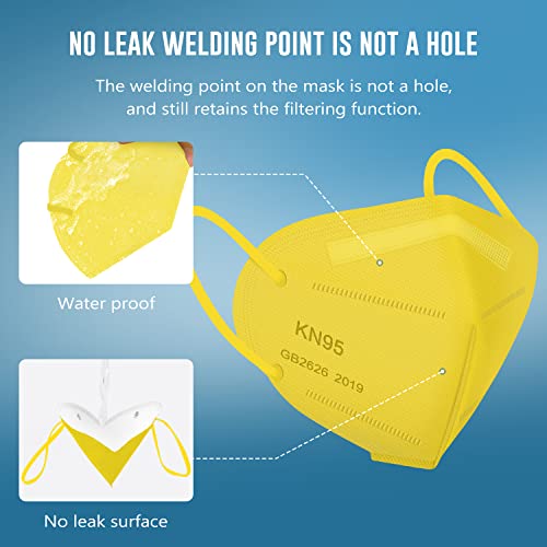 WWDOLL KN95 Face Mask 50 Pack, 5-Layers Breathable KN95 Masks, Yellow - color: Yellow