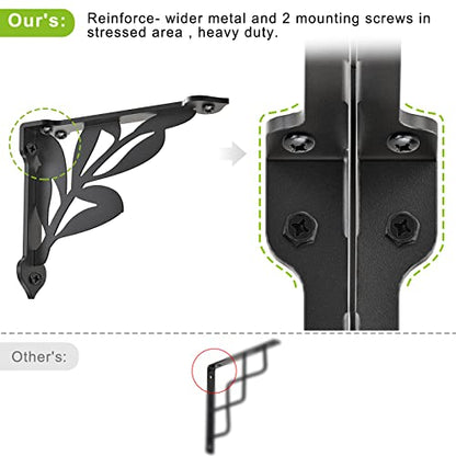 SELEWARE Heavy Duty Shelf Brackets 10 Inch, Branch Shelves Brackets, 300LB Capacity Decorative Metal L Brackets for Floating Shelves, Black Rustic Wall Mount Shelving Bracket with Screws, 4 Pack - size: 10 Inch, style: Branch-4 pack