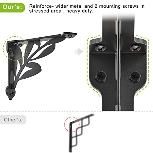 SELEWARE Heavy Duty Shelf Brackets 10 Inch, Branch Shelves Brackets, 300LB Capacity Decorative Metal L Brackets for Floating Shelves, Black Rustic Wall Mount Shelving Bracket with Screws, 2 Pack - size: 10 Inch, style: Branch-2 pack