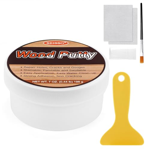 SEISSO Wood Putty, Golden Oak Wood Filler Paintable, Wood Putty Outdoor Waterproof, Wood Repair Putty Stainable, Wood Furniture Repair kit - Restore Wooden Table, Cabinet, Floors, Door - color: Golden Oak, size: 7 OZ