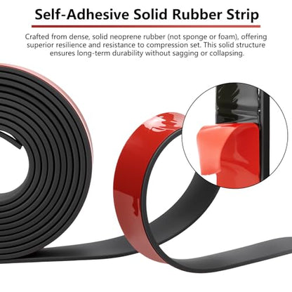 Adhesive Solid Rubber Strips - 1/2" Wide x 1/16" Thick x 180" Long, Black Neoprene Rubber Gasket Strip Roll for DIY Seal, Weather Striping,Liner,Cushion & Craft - size: 0.5" W X 180" L, style: 1/16" Thick Adhesive