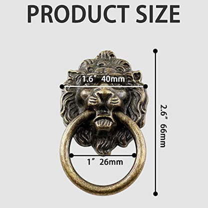Zorfeter 6 Pcs Lion Head Knobs Pull, Antique Bronze Ring Pull Handles for Dresser Drawers Cupboard Closet Jewelry Box, with Screws - color: Lion Head Knobs